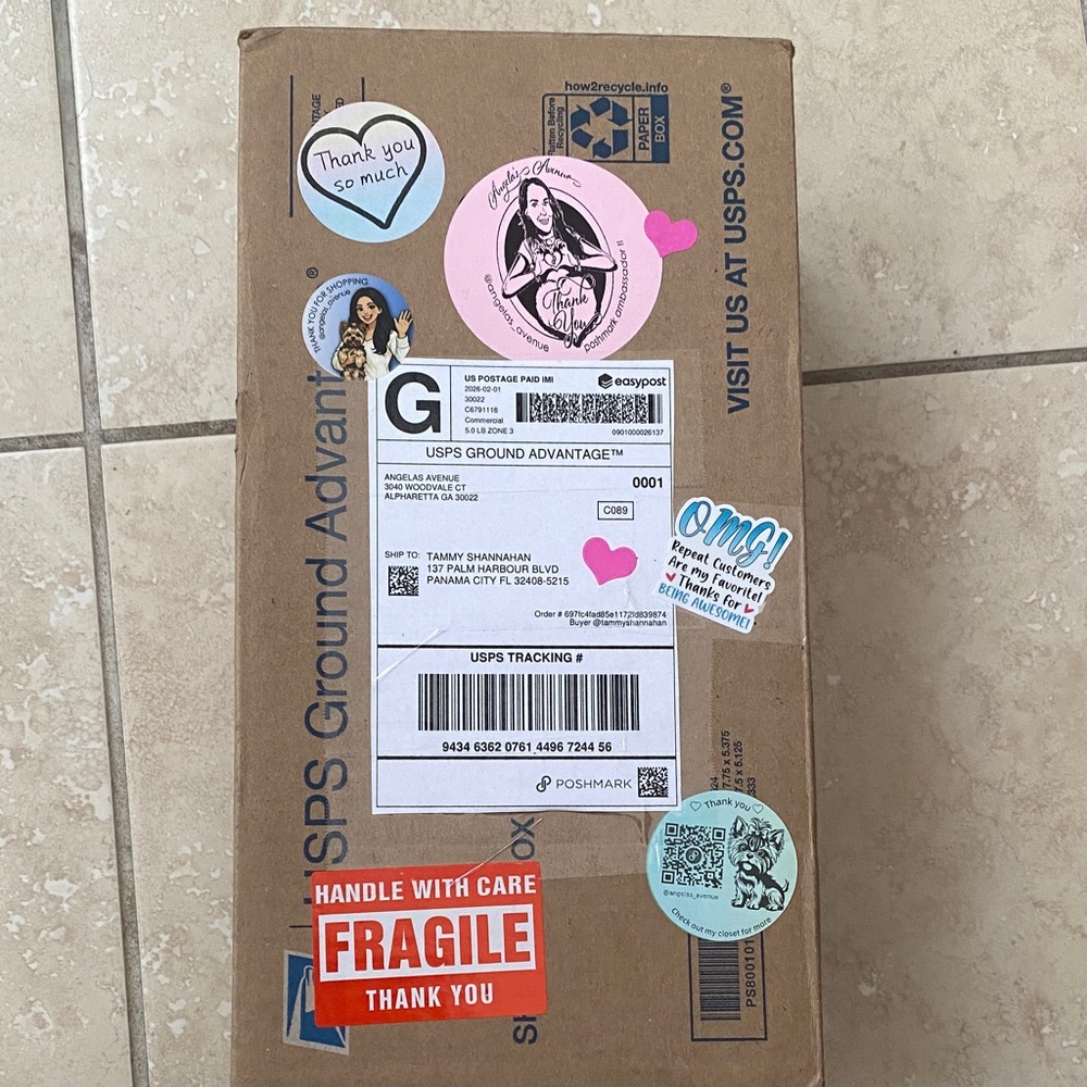 Decorative Shipping Box Stickers - Cute Heart and Message Designs Power Posher - Picture 1 of 2